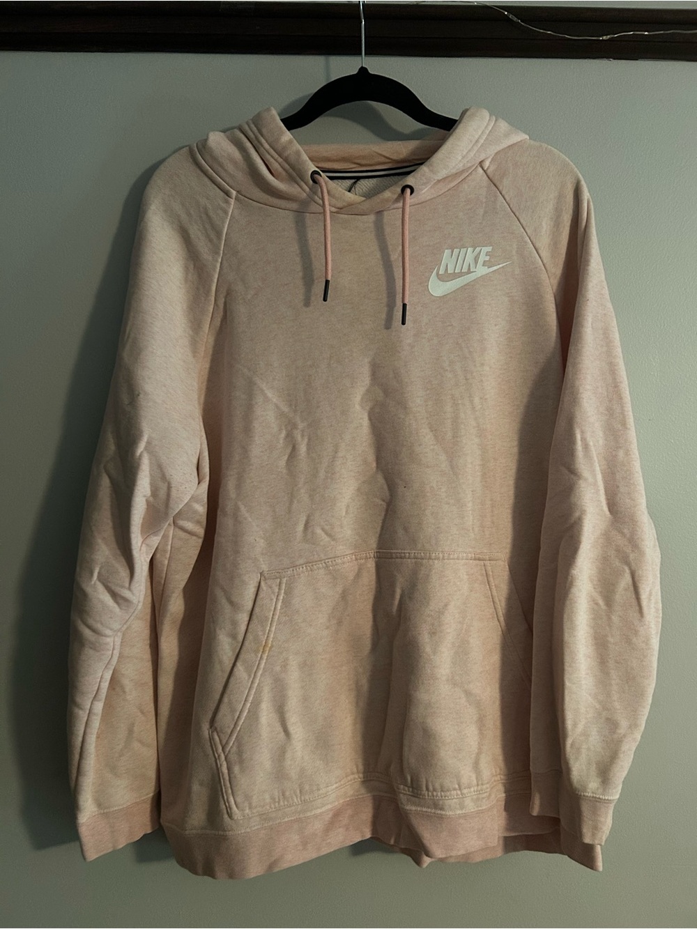 Nike Women's Light Pink Hoodie with White Logo
